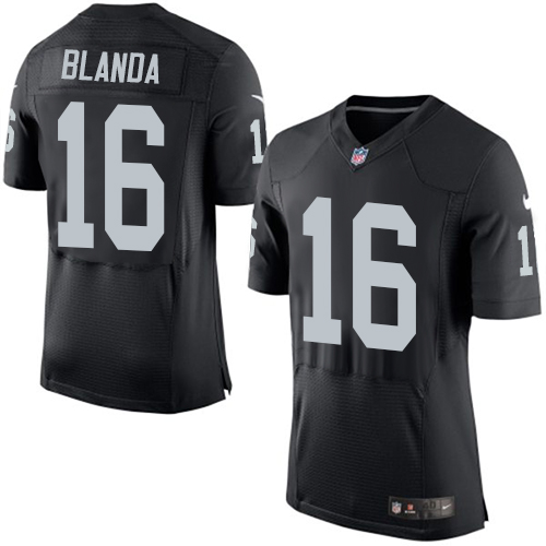 Men's Elite George Blanda Nike Jersey Black Home - #16 NFL Oakland Raiders